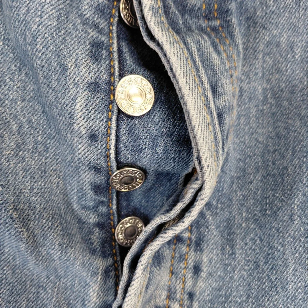 Levis 501 Original Fit Jeans Mens 42x30 Blue Button Fly Vintage Denim Pants